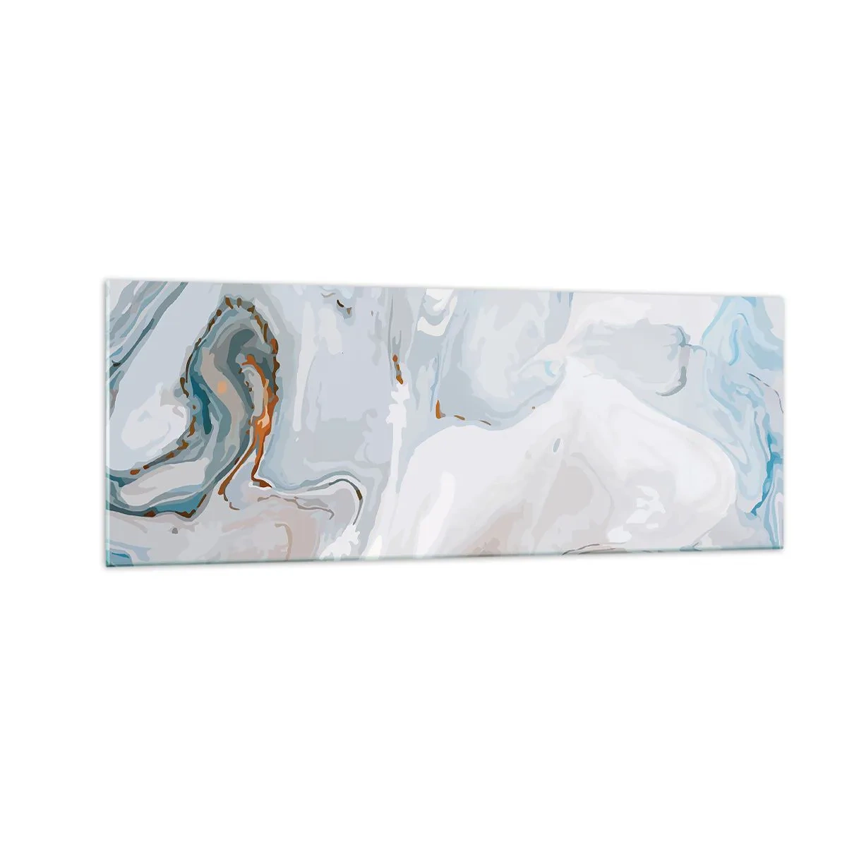 Impression sur verre - Image sur verre - Vagues abstraites dans des tons de bleu et de blanc - 140x50cm - Blanc surélevé - Décoration murale moderne pour le salon et la chambre ARTTOR