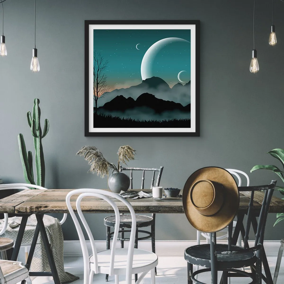 Affiche dans un cadre noir - Poster - Carnaval de la nuit étoilée - 40x40 cm