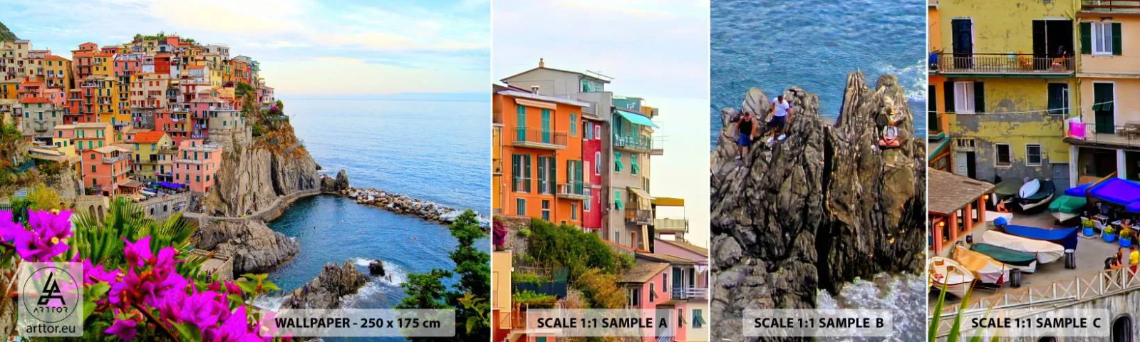 Échantillon De Papier Peint Standard Eco - La ville qui rit - Paysage, Manarol, Italie - 100x30 cm