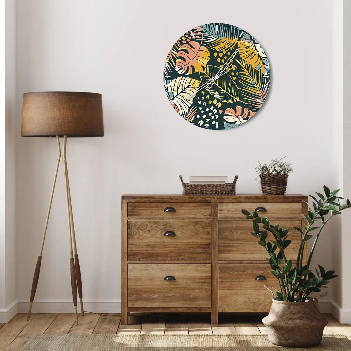 Horloge murale - Pendule murale - Fantaisie feuillue - 40x40 cm