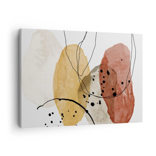 Impression sur toile - Image sur toile - Taches abstraites dans les tons beige, jaune et rouge - 70x50cm - Léger et transparent comme l'air - Décoration murale moderne pour le salon et la chambre ARTTOR