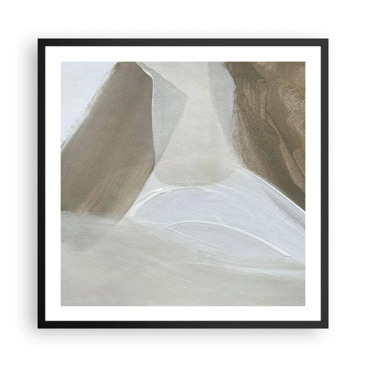 Affiche dans un cadre noir - Poster - Une vague de blanc - 60x60 cm