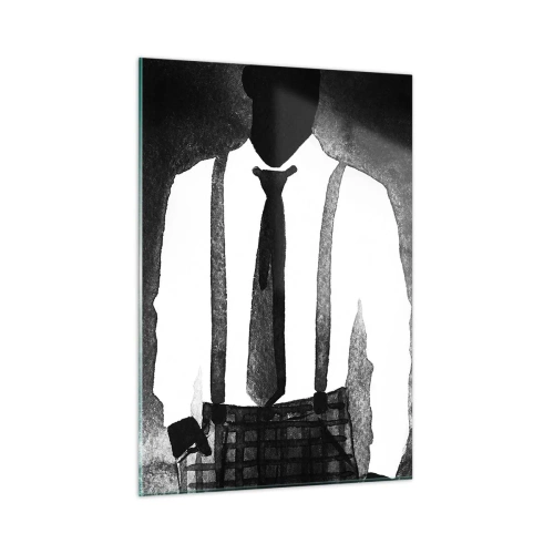 Impression sur verre - Image sur verre - Silhouette noire et blanche d'un élégant couple noir - 50x70cm - Ambiance noire - Décoration murale moderne pour le salon et la chambre ARTTOR