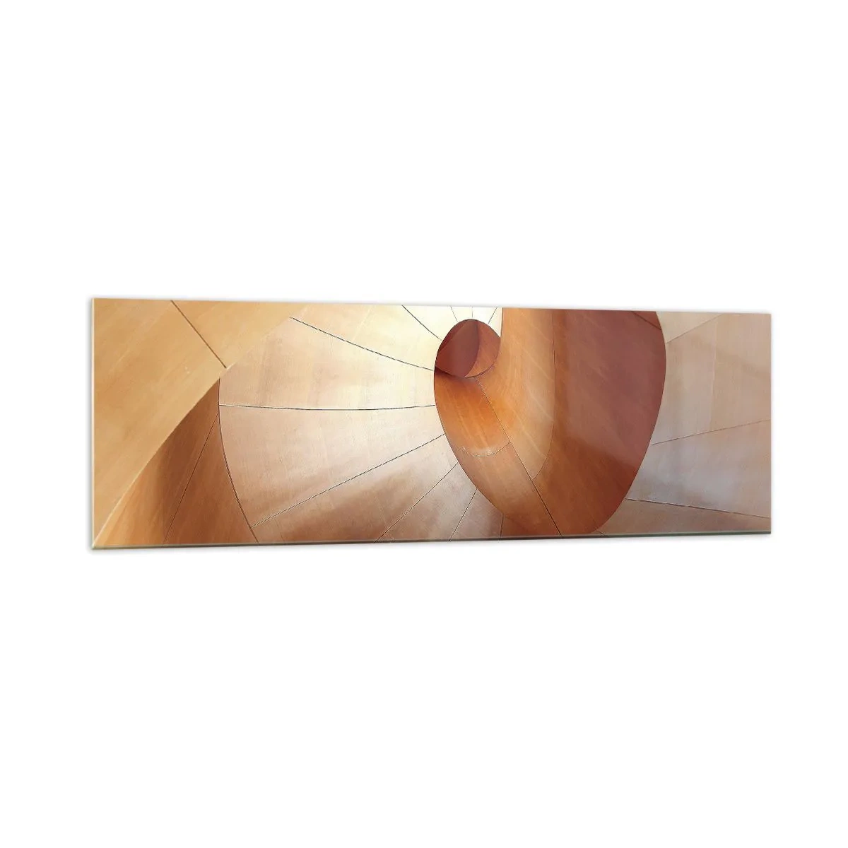 Impression sur verre - Image sur verre - Spirale abstraite dans les tons bois et marron clair - 160x50cm - Serpentin architectural - Décoration murale moderne pour le salon et la chambre ARTTOR