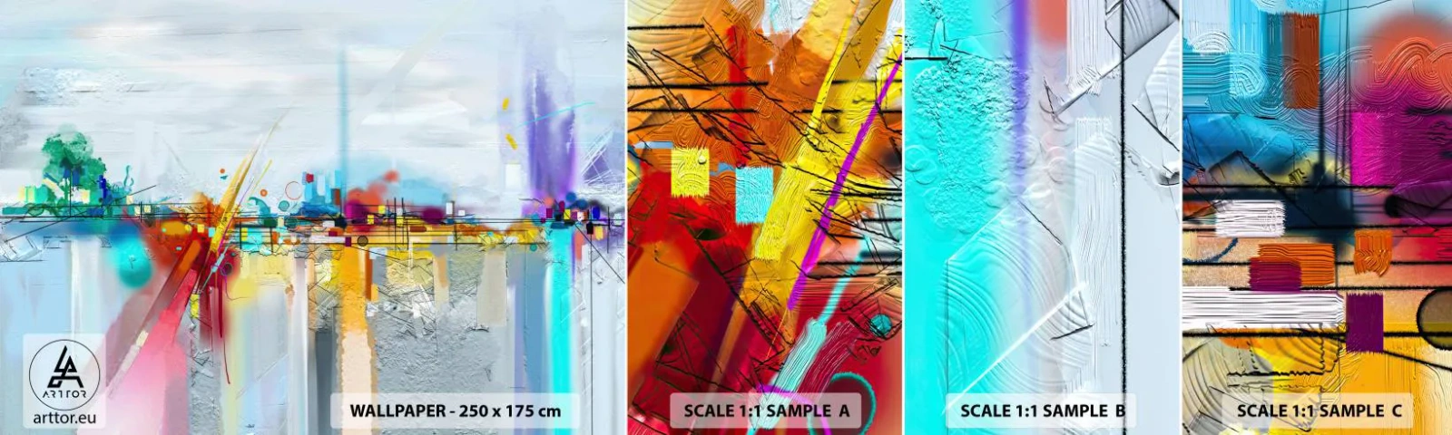 Échantillon de Papier Peint Autocollant Deluxe Sticker - Pont de joie sur le fleuve de la vie - Abstraction, Morceau, Surréalisme - 100x30 cm