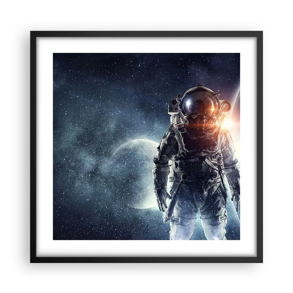 Affiche dans un cadre noir - Poster - Aventure spatiale - 50x50 cm