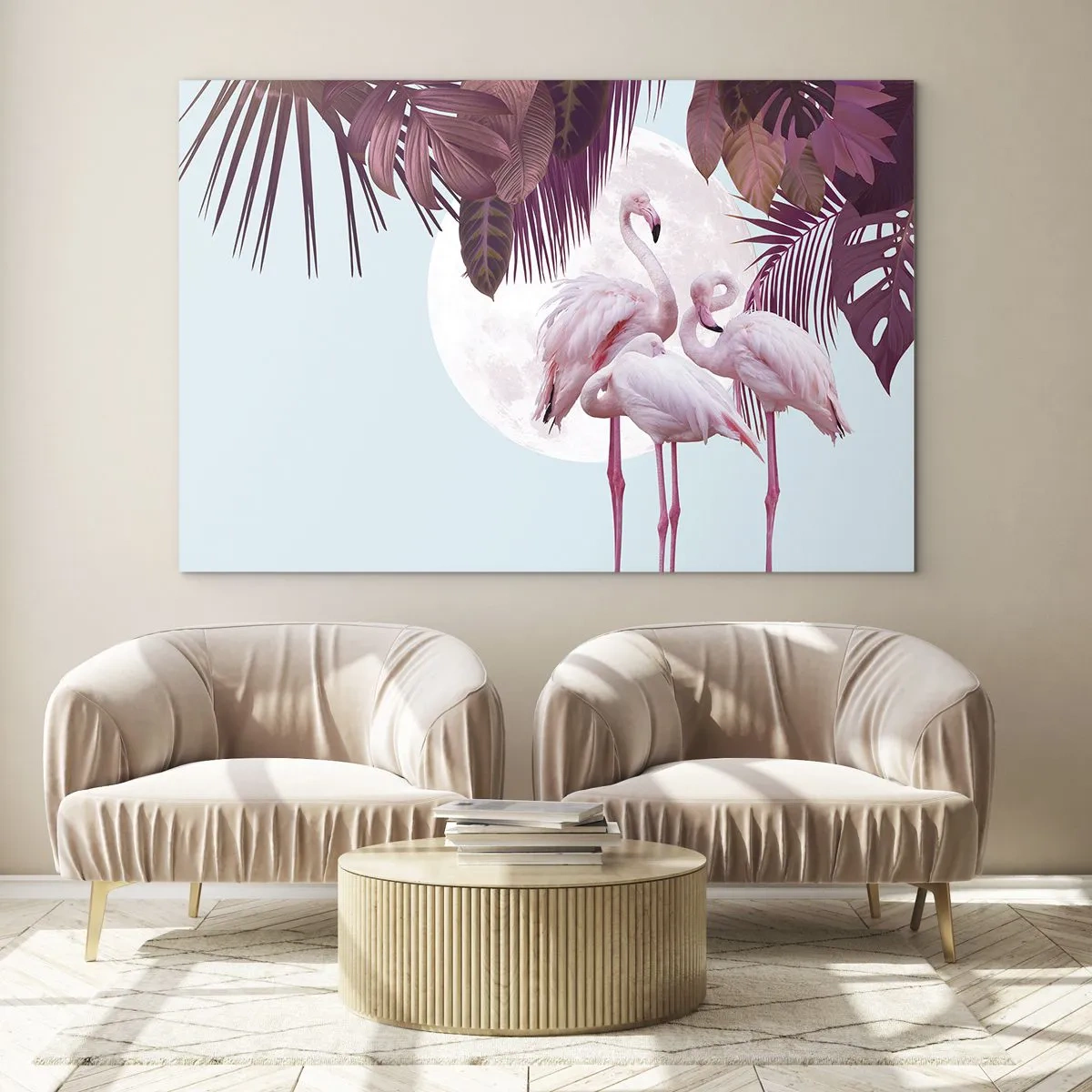 Impression sur verre - Image sur verre - Trois grâces d'oiseaux - 70x50cm - Trois oiseaux gracieux - Décoration murale moderne pour le salon et la chambre ARTTOR
