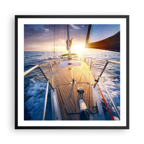 Affiche dans un cadre noir - Poster - Courir sur les vagues - 60x60 cm