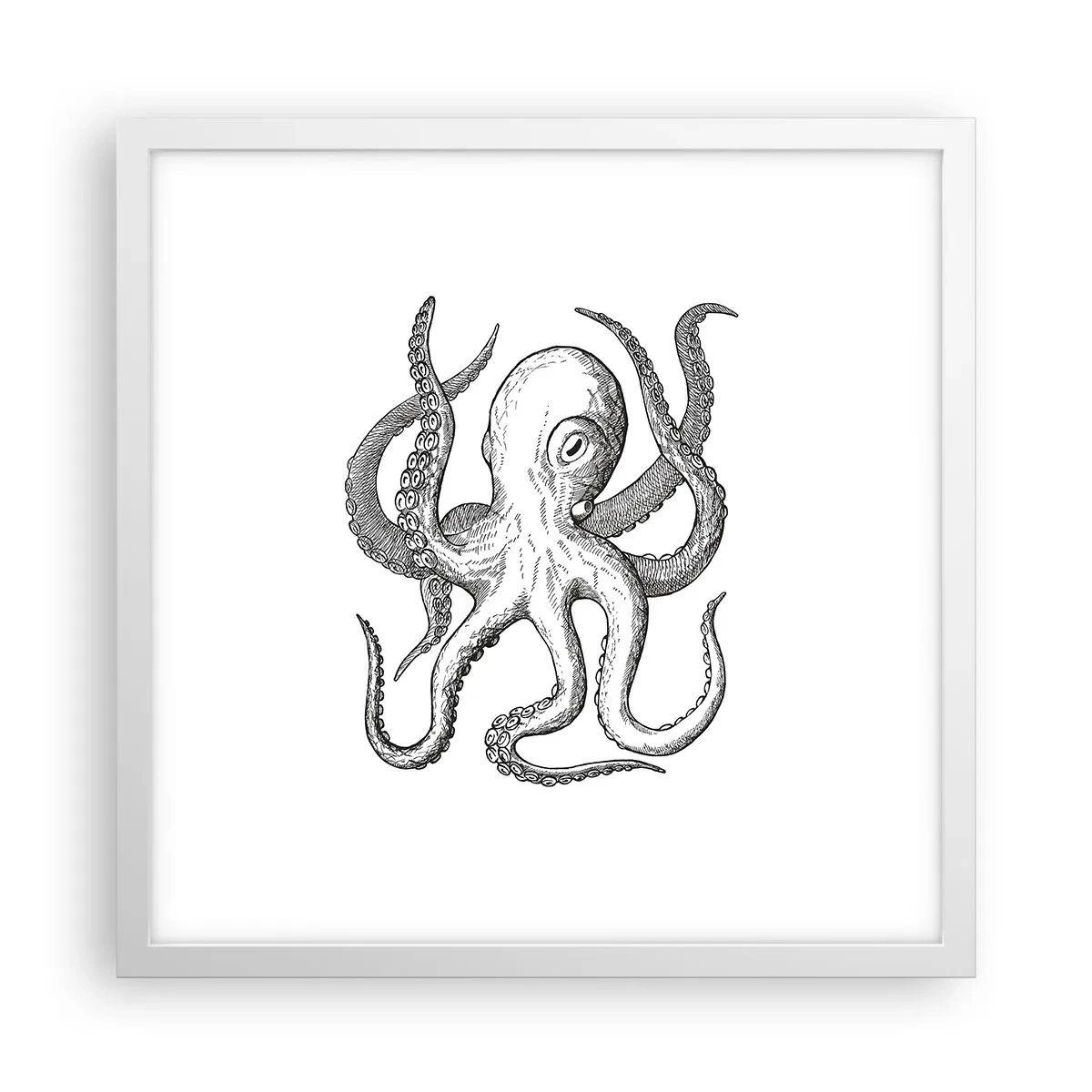 Affiche dans un cadre blanc - Poster - Dansant avec les vagues - 40x40 cm