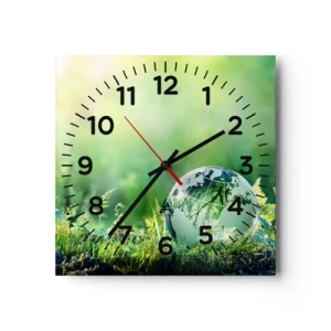 Horloge murale - Pendule murale - La planette verte - 30x30 cm