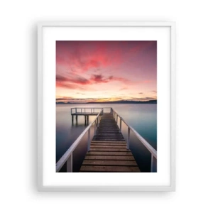 Affiche dans un cadre blanc - Poster - La douce flamme du soir - 40x50 cm