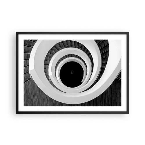 Affiche dans un cadre noir - Poster - Escalier en colimaçon noir et blanc de style moderne - 70x50cm - Les choses concrêtes - Décoration murale moderne pour le salon et la chambre ARTTOR