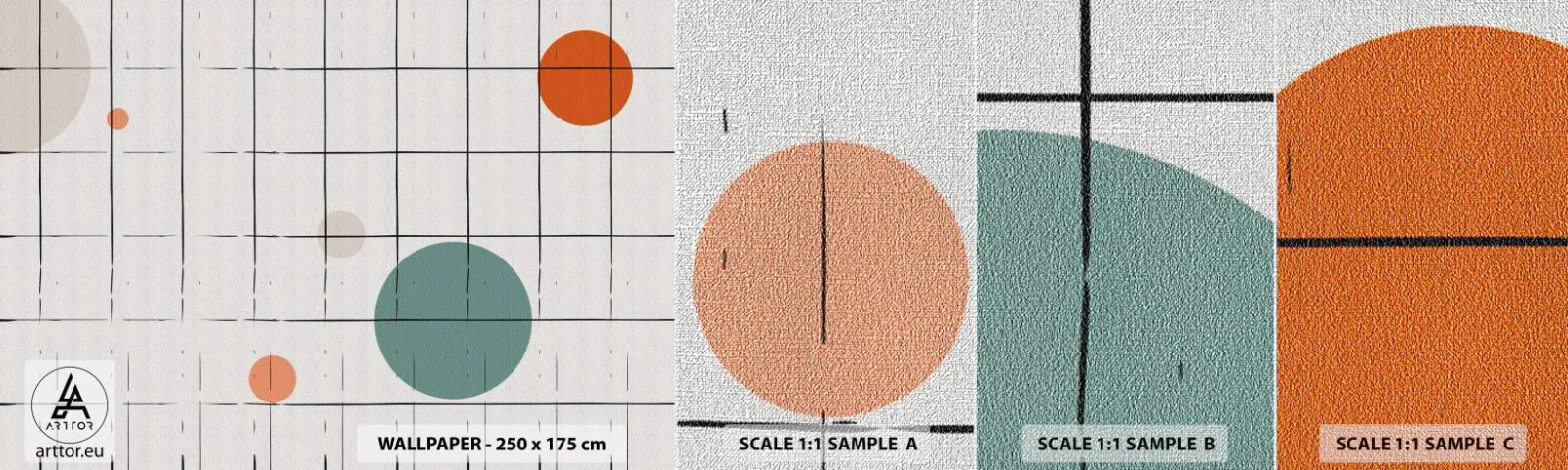 Échantillon de Papier Peint Premium Canvas - Piégé. Nous ou eux ? - Arrière-plan, roues, Grille - 100x30 cm