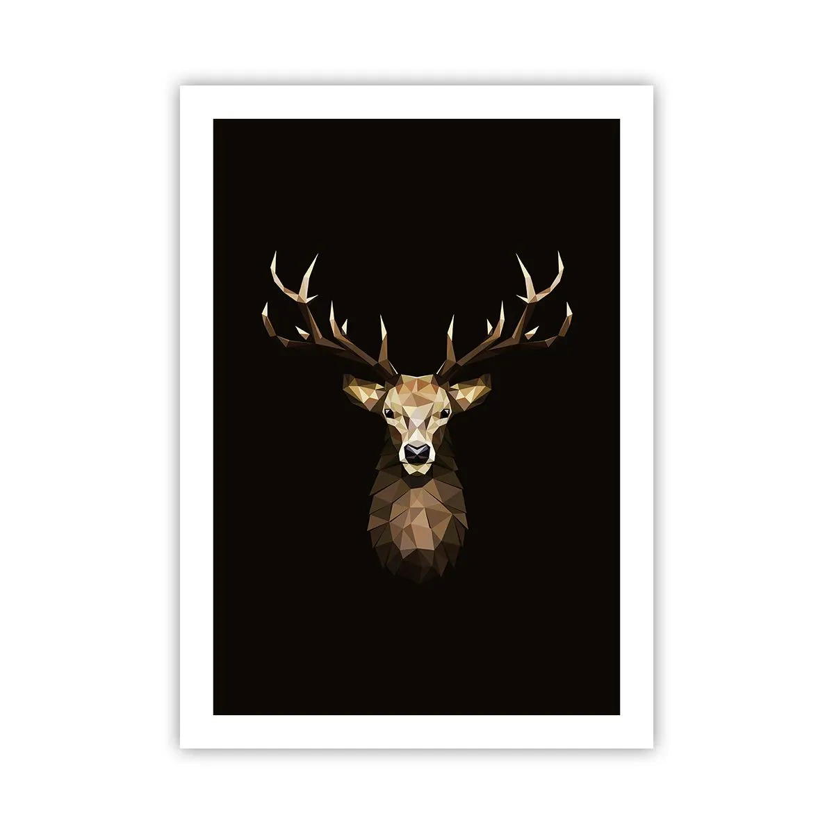 Affiche - Poster - Image géométrique d'un cerf sur fond noir - 50x70cm - Cerf cubique - Décoration murale moderne pour le salon et la chambre ARTTOR