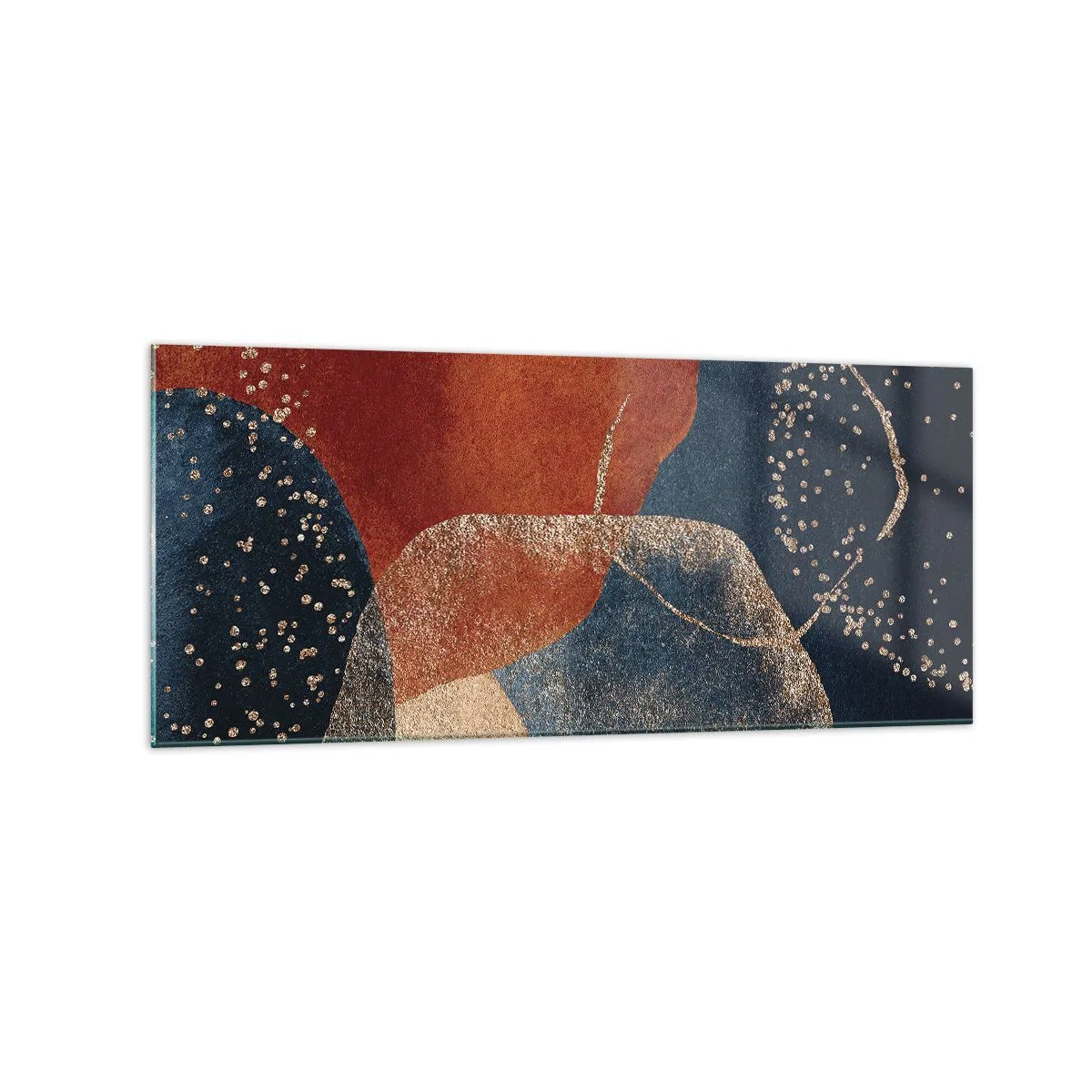 Impression sur verre - Image sur verre - Formes abstraites dans des tons de rouge et de bleu - 120x50cm - La légèreté de l'être - Décoration murale moderne pour le salon et la chambre ARTTOR