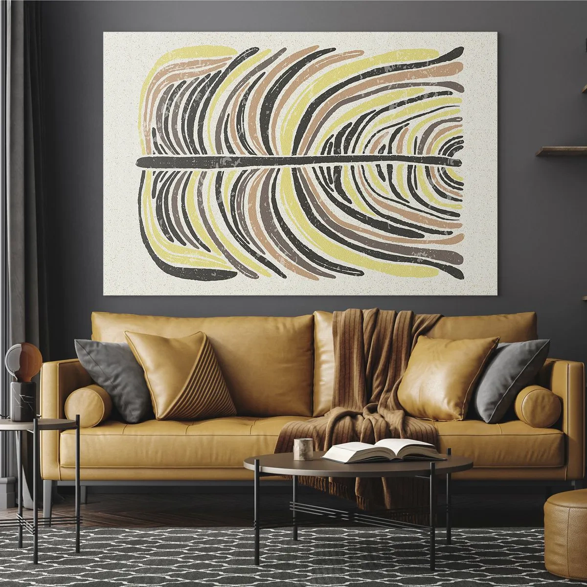 Impression sur verre - Image sur verre - Abstraction organique dans des tons terreux chauds sur un fond clair - 120x80cm - Abstraction pleine de vie - Décoration murale moderne pour le salon et la chambre ARTTOR