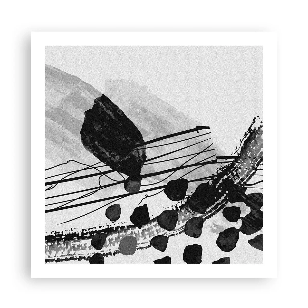 Affiche - Poster - Abstraction organique noir et blanc - 60x60 cm