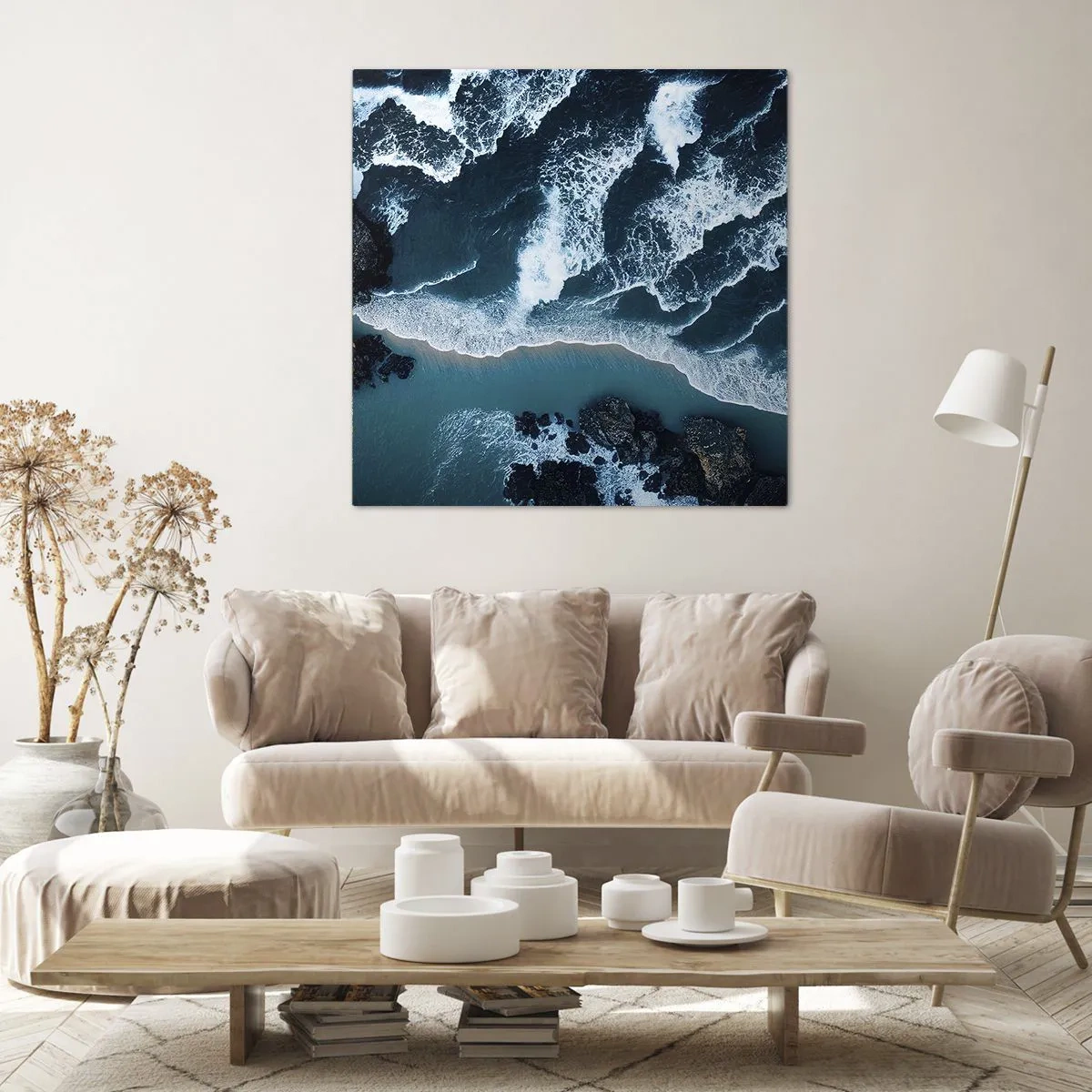 Impression sur toile - Image sur toile - Enveloppé par les vagues - 60x60 cm