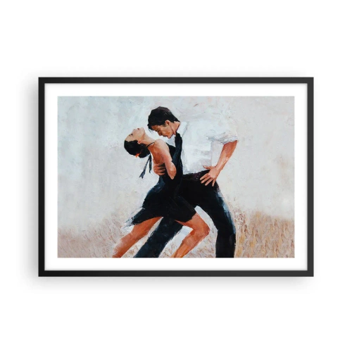 Affiche dans un cadre noir - Poster - Un couple dansant dans une photo élégante et sensuelle - 70x50cm - Tango de mes rêves et pensées - Décoration murale moderne pour le salon et la chambre ARTTOR