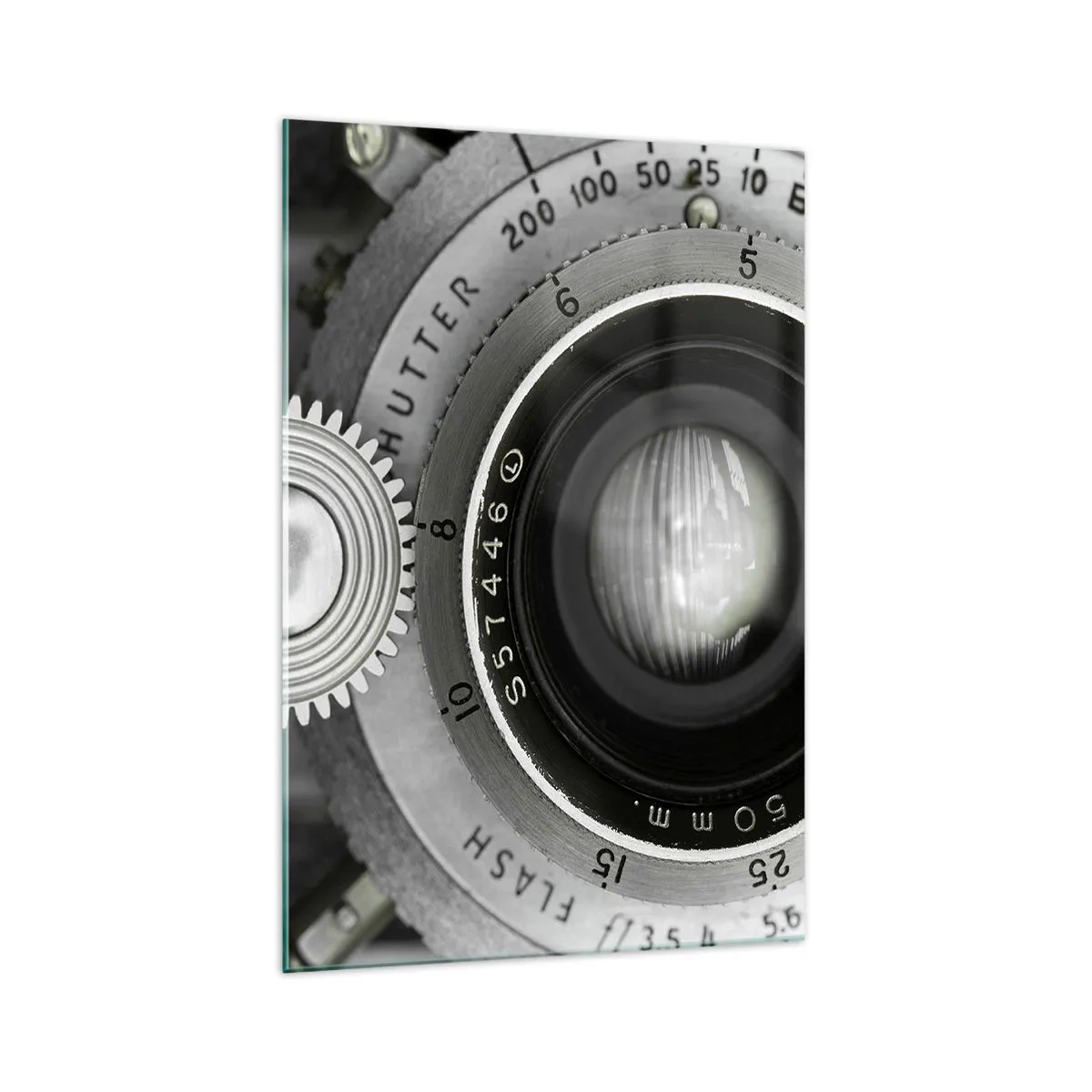 Impression sur verre - Image sur verre - L'objectif d'un vieil appareil photo - 70x100cm - Histoire d'Hollywood - Décoration murale moderne pour le salon et la chambre ARTTOR