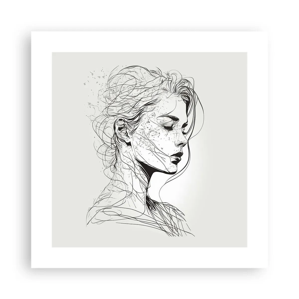 Affiche - Poster - Portrait en pensée - 40x40 cm