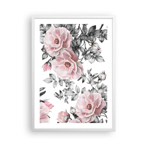 Affiche dans un cadre blanc - Poster - Se perdre dans les fleurs des roses - 50x70 cm