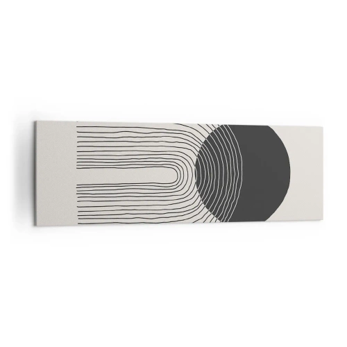 Impression sur toile - Image sur toile - Motif abstrait avec des lignes et un cercle noir sur un fond clair - 160x50cm - Tremblement et confiance - Décoration murale moderne pour le salon et la chambre ARTTOR