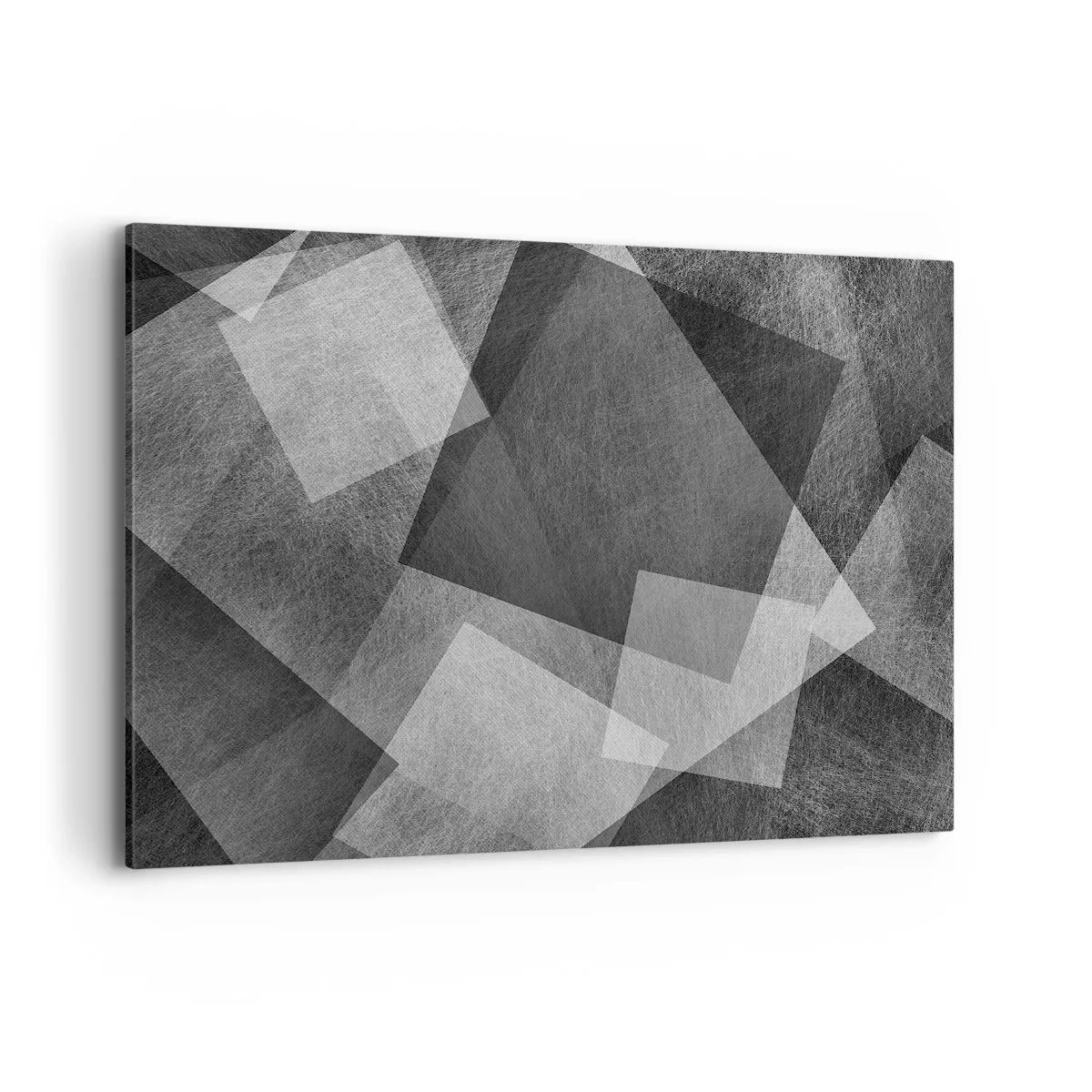 Impression sur toile - Image sur toile - Abstraction en noir et blanc avec des formes géométriques - 100x70cm - Le symbole éternel de durabilité et d'ordre - Décoration murale moderne pour le salon et la chambre ARTTOR