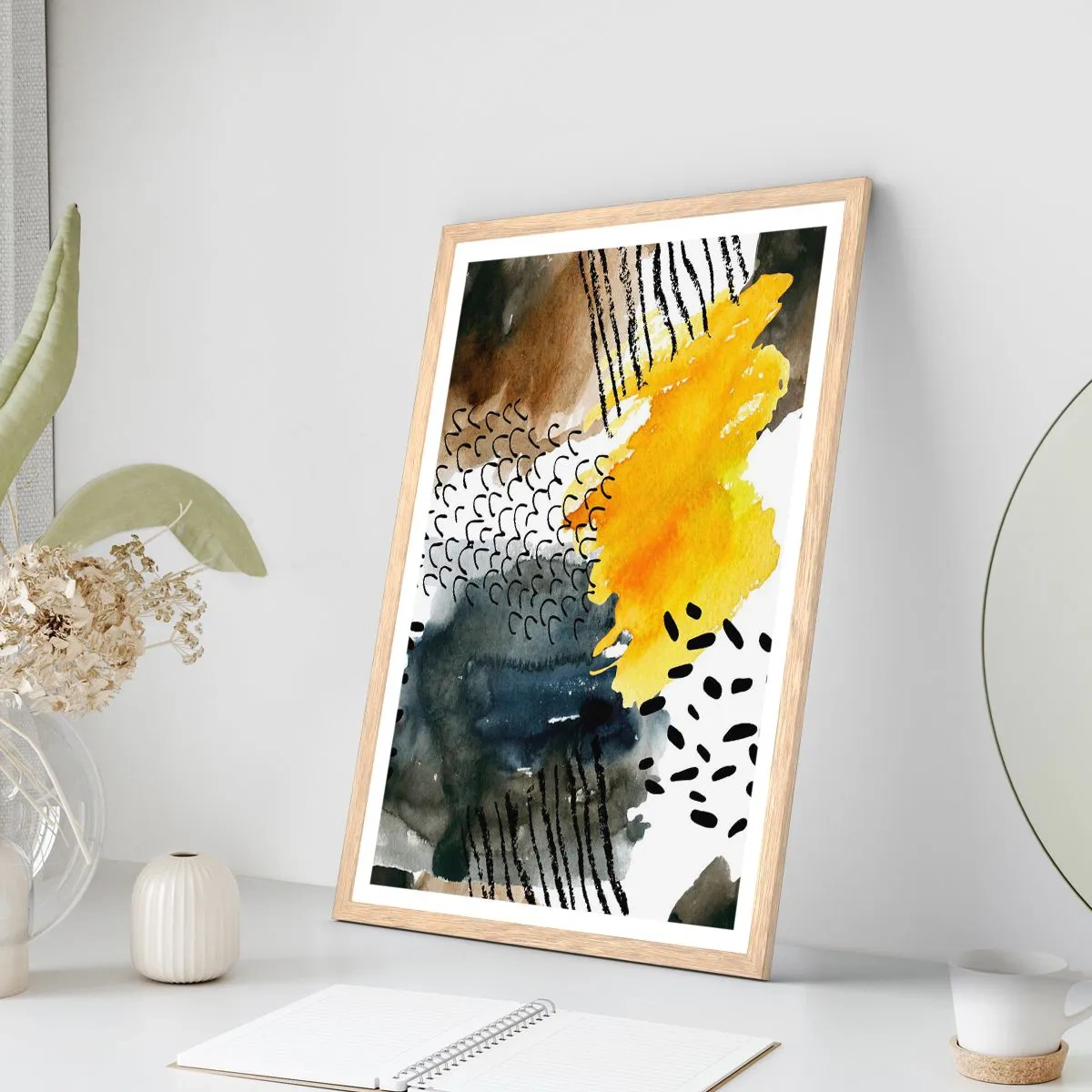 Affiche dans un chêne clair - Poster - Rencontre des éléments - 30x40 cm