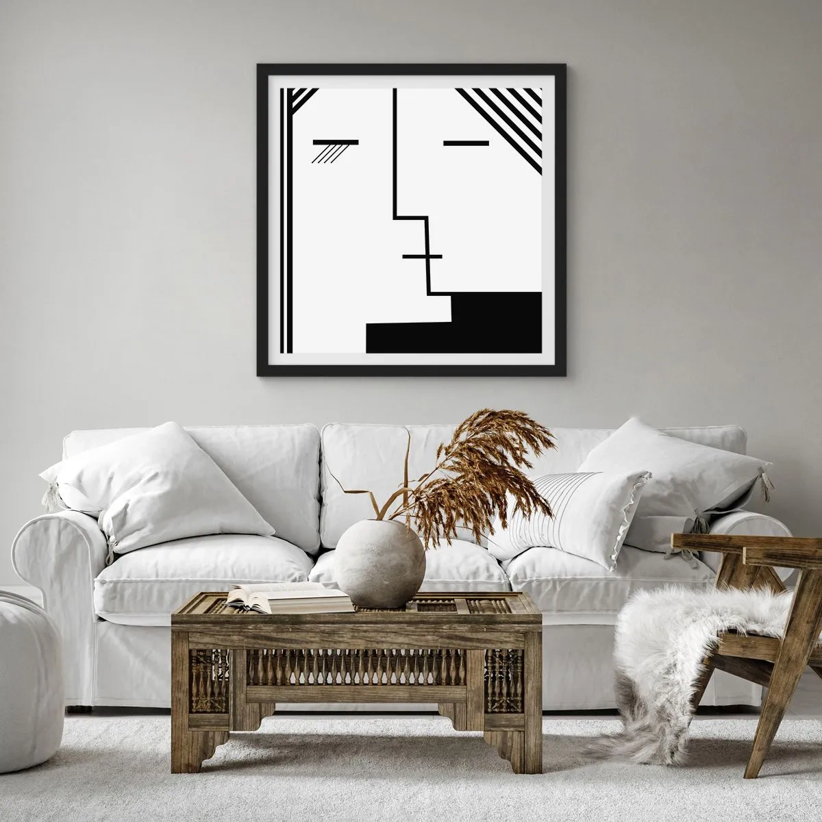 Affiche dans un cadre noir - Poster - Juste un baiser - 60x60 cm