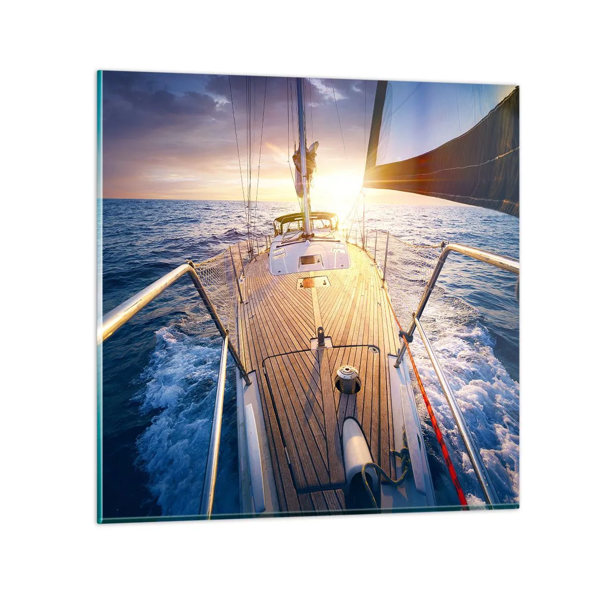 Impression sur verre - Image sur verre - Courir sur les vagues - 40x40 cm