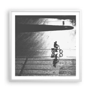 Affiche dans un cadre blanc - Poster - Devant moi, à travers la ville - 60x60 cm