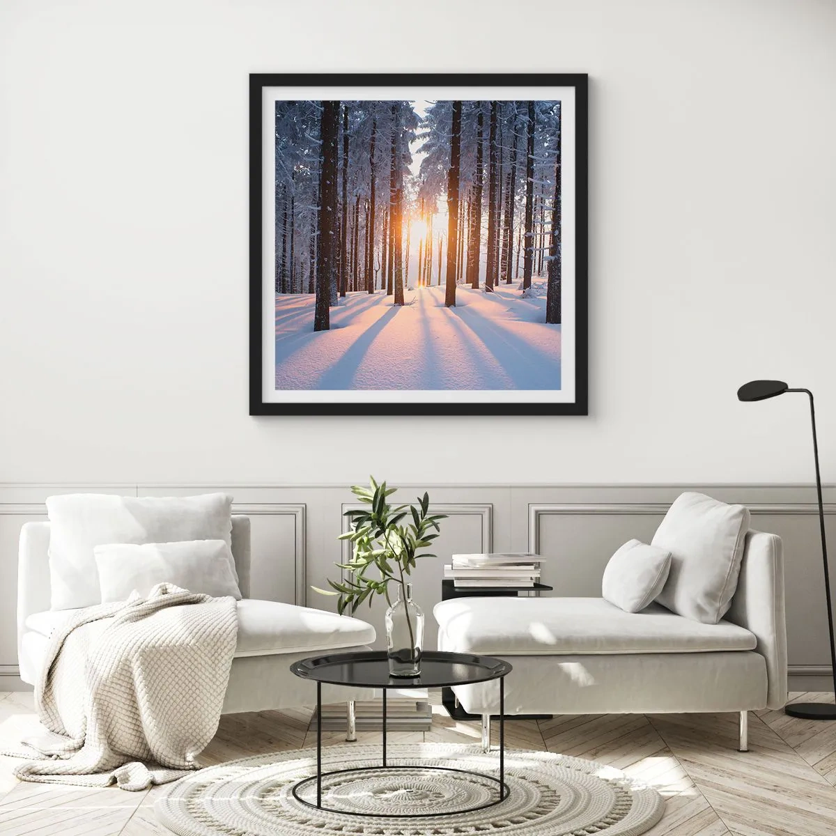 Affiche dans un cadre noir - Poster - Clairement en noir et blanc - 40x40 cm