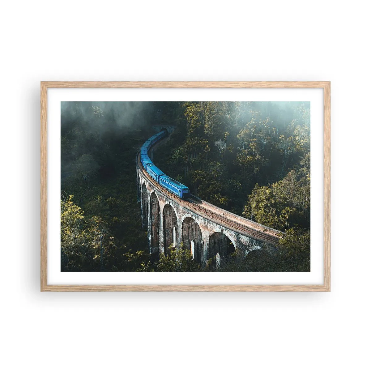 Affiche dans un chêne clair - Poster - Train nature - 70x50 cm