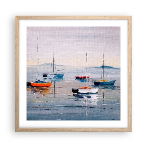 Affiche dans un chêne clair - Poster - Un repos bien mérité - 50x50 cm