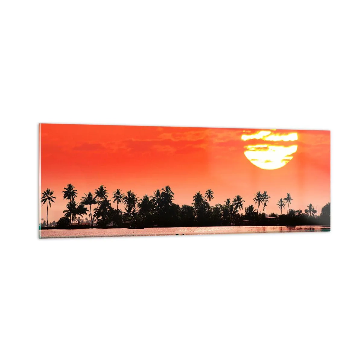 Impression sur verre - Image sur verre - La tranquillité des tropiques au coucher du soleil - 90x30 cm