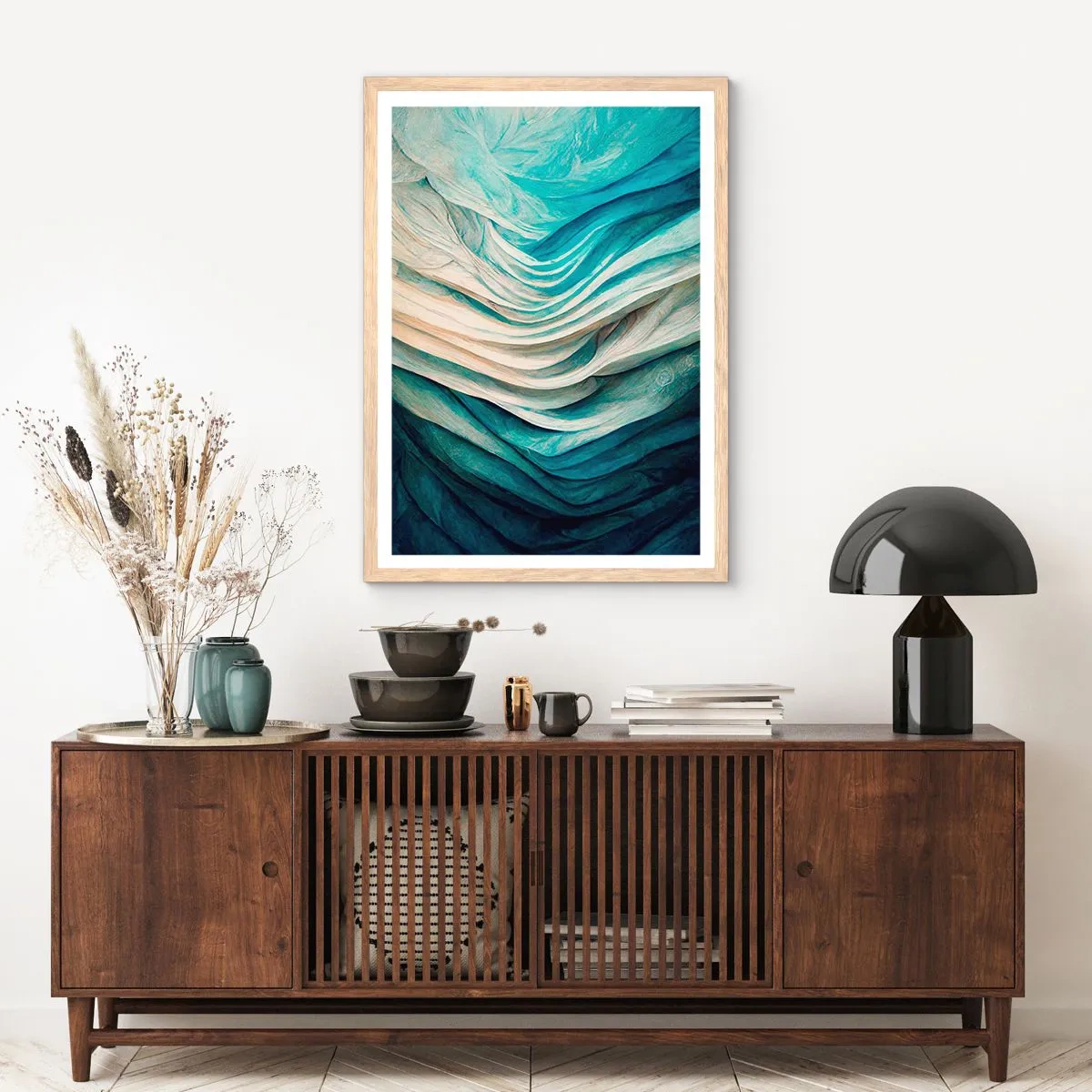 Affiche dans un chêne clair - Poster - Insatiabilité bleue - 30x40 cm