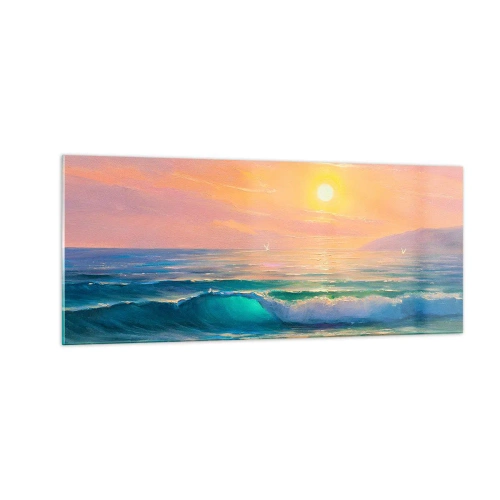 Impression sur verre - Image sur verre - Le chant turquoise des vagues - 100x40 cm