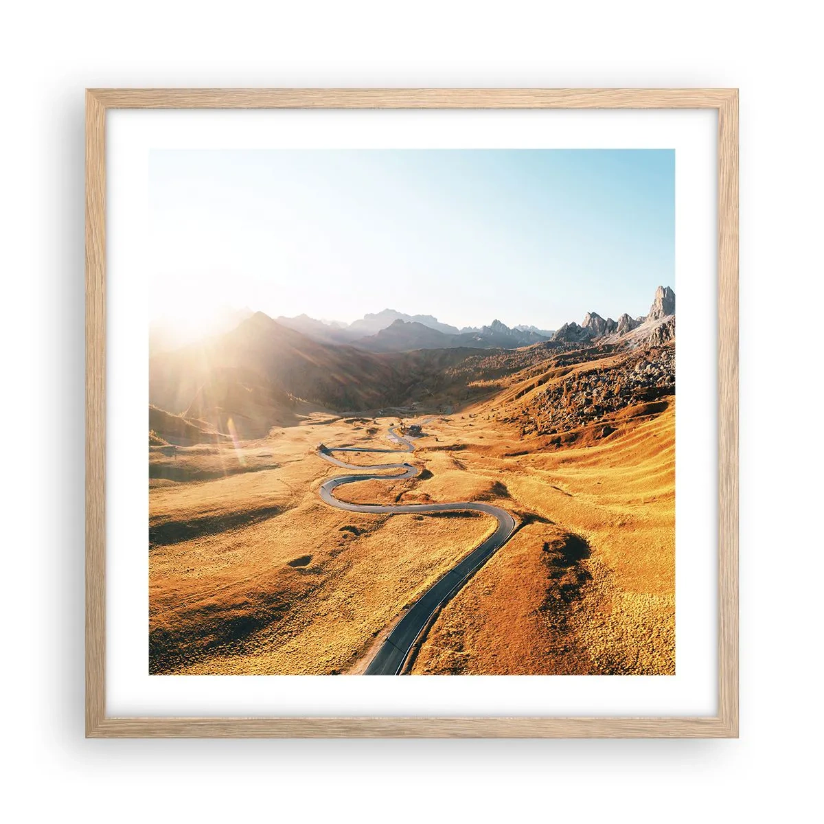 Affiche dans un chêne clair - Poster - Dans une vallée dorée - 50x50 cm