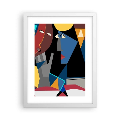 Affiche dans un cadre blanc - Poster - Une conversation entre cubistes - 30x40 cm