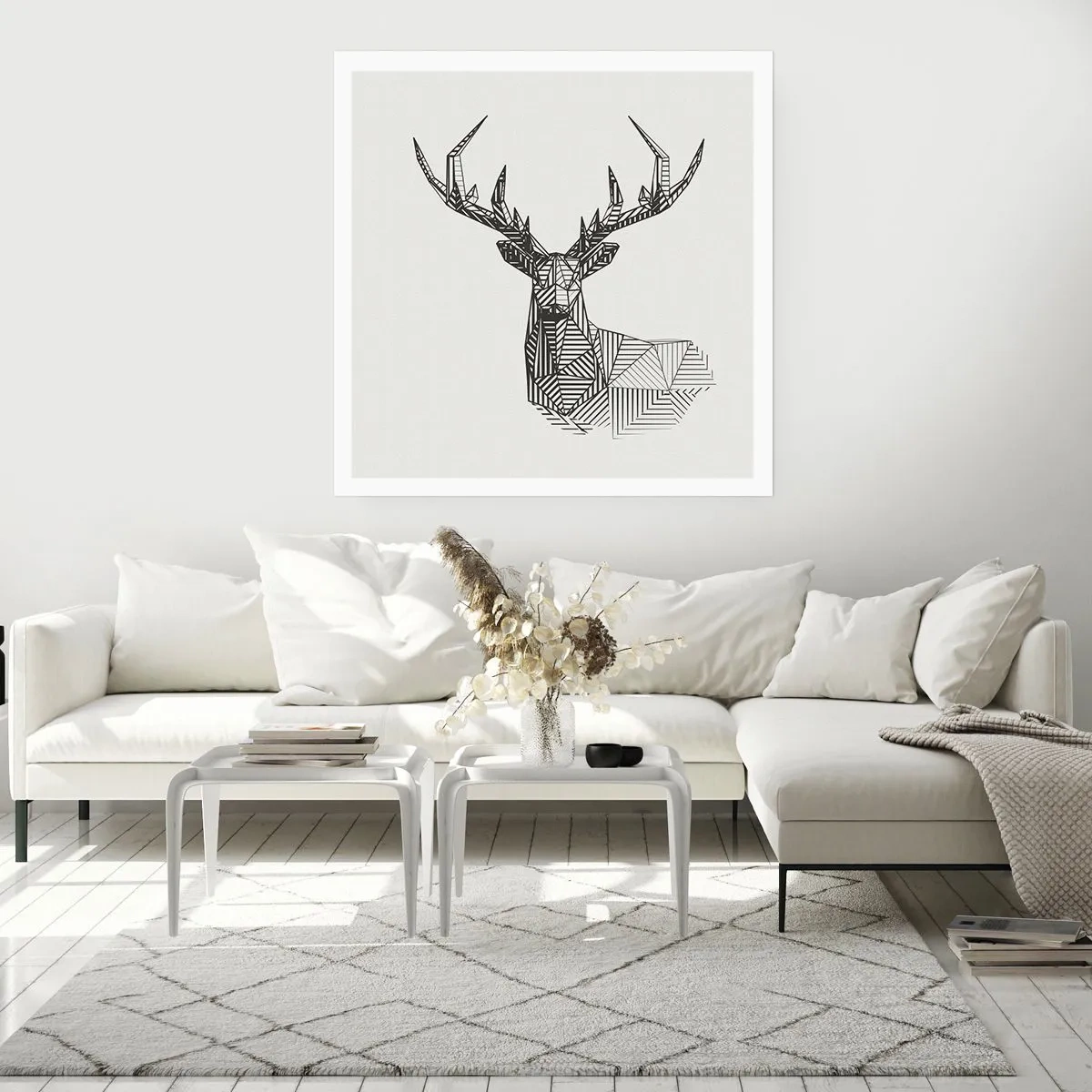 Affiche - Poster - Cerf dans un style cubique - 30x30 cm