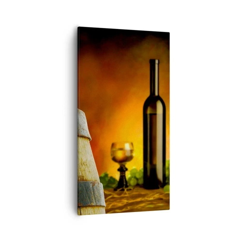 Impression sur toile - Image sur toile - Nature morte avec une bouteille de vin et une grappe de raisin - 55x100 cm