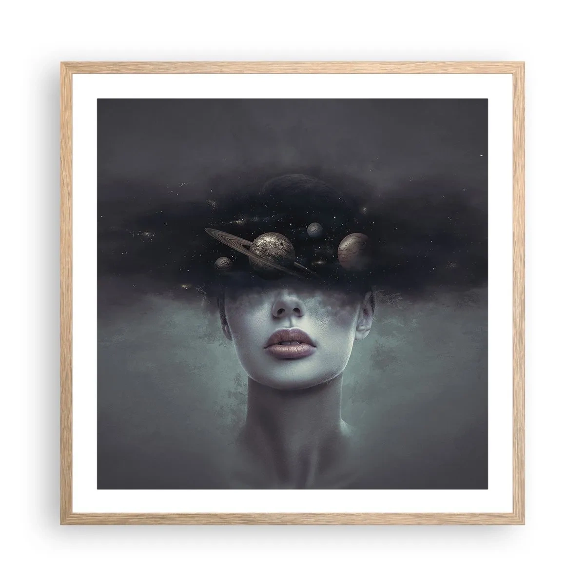 Affiche dans un chêne clair - Poster - Et les planètes deviennent folles... - 60x60 cm