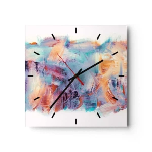 Horloge murale - Pendule murale - Coups de pinceau colorés dans une composition abstraite - 30x30cm - Un désordre coloré - Décoration murale moderne pour le salon et la chambre ARTTOR