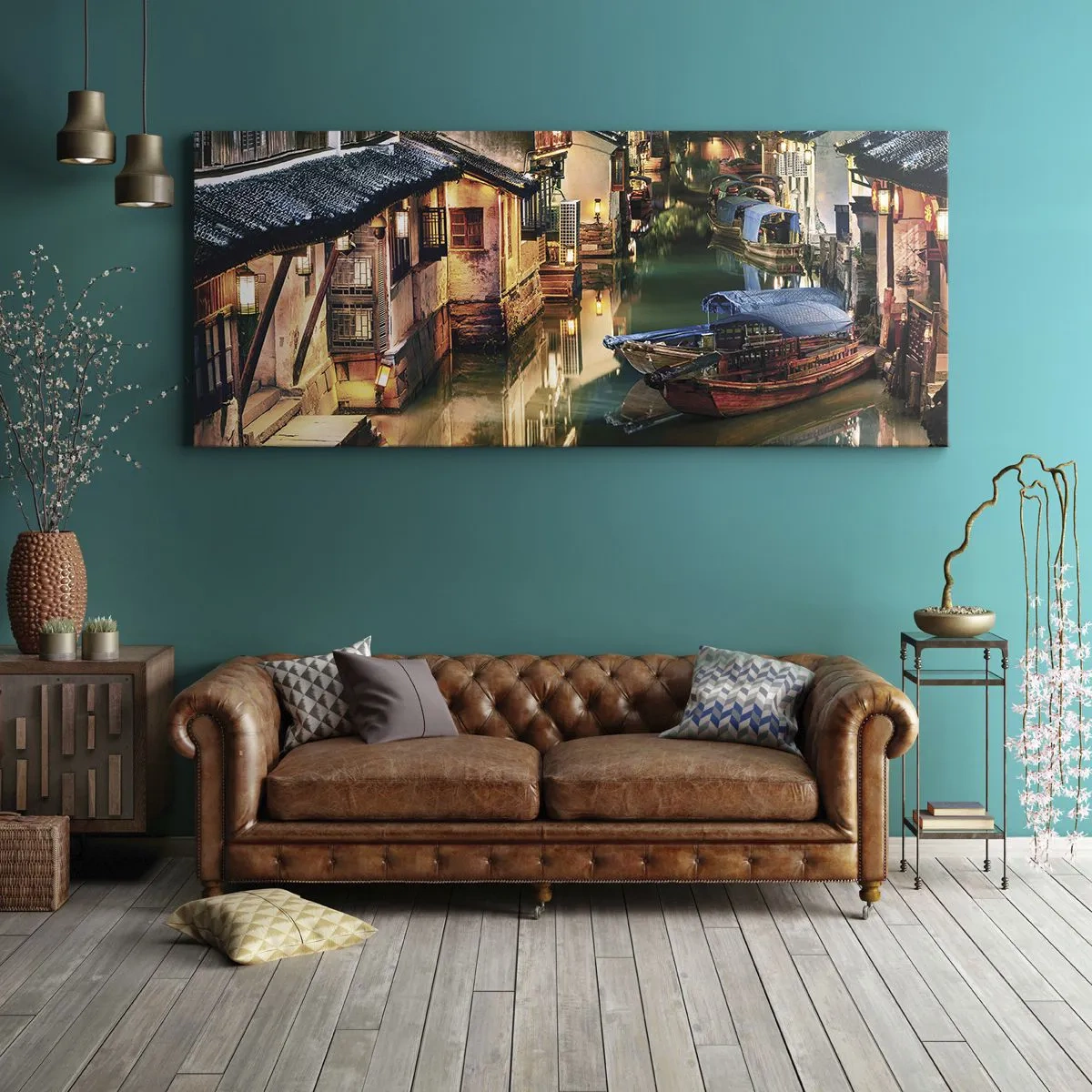 Impression sur toile - Image sur toile - Soirée dans une rue chinoise - 100x40 cm