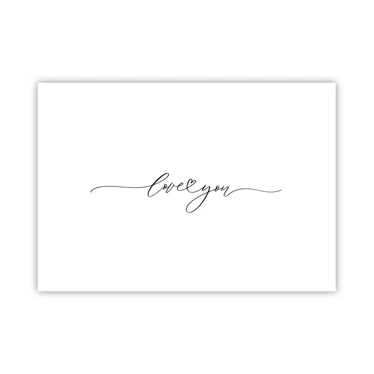 Affiche - Poster - L'inscription « Je t'aime » dans une police élégante - 100x70cm - Noir sur blanc - Décoration murale moderne pour le salon et la chambre ARTTOR