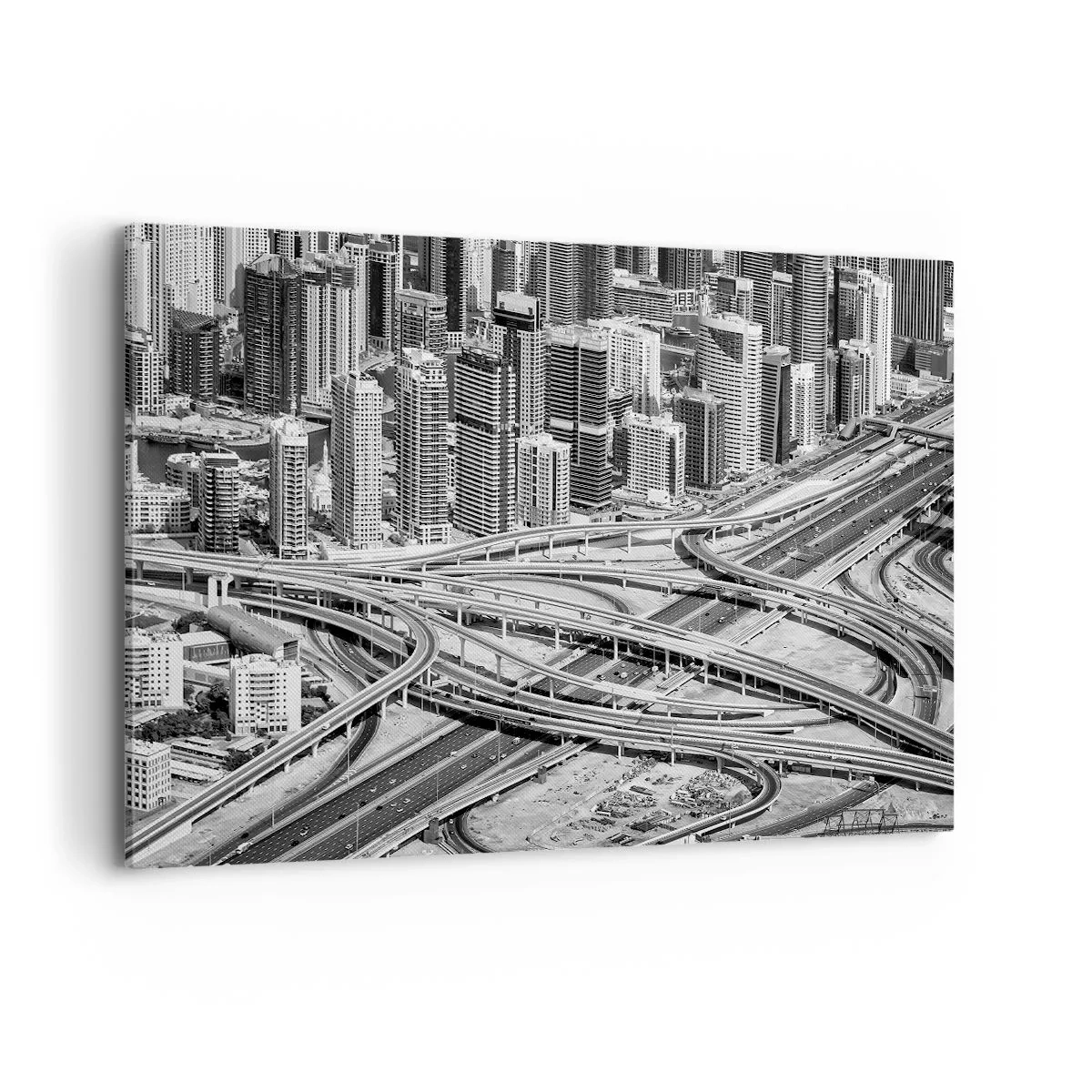 Impression sur toile - Image sur toile - Une vue plongeante sur Dubaï - 100x70cm - Dubaï - la ville impossible - Décoration murale moderne pour le salon et la chambre ARTTOR