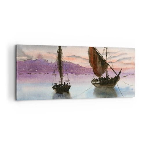 Impression sur toile - Image sur toile - Soirée au port - 100x40 cm