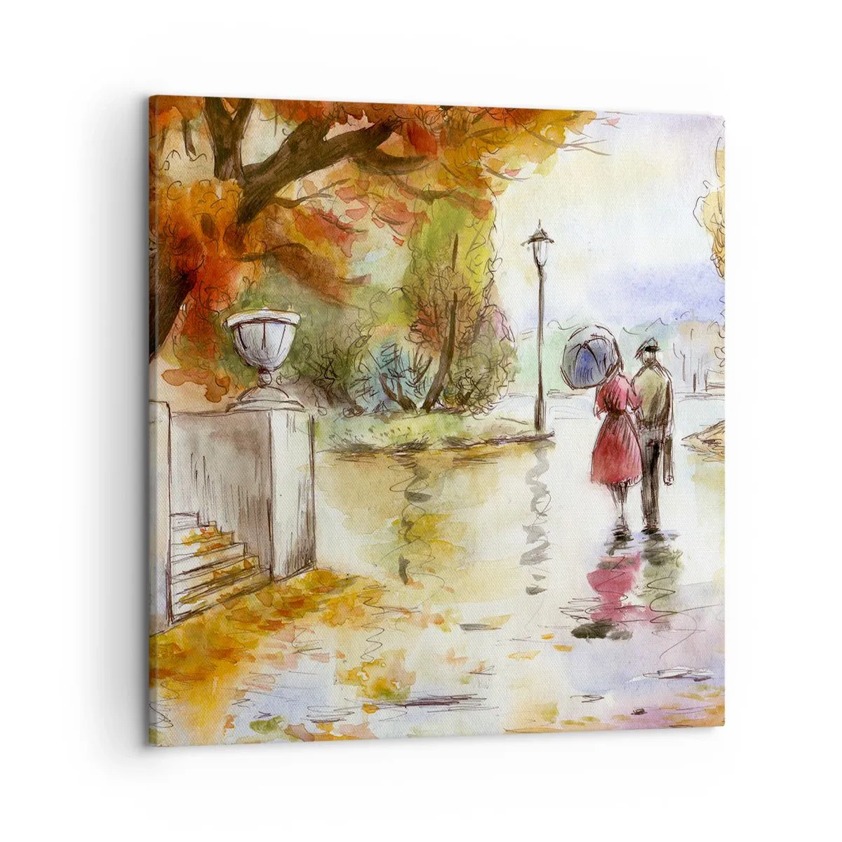 Impression sur toile - Image sur toile - Automne romantique dans le parc - 50x50 cm
