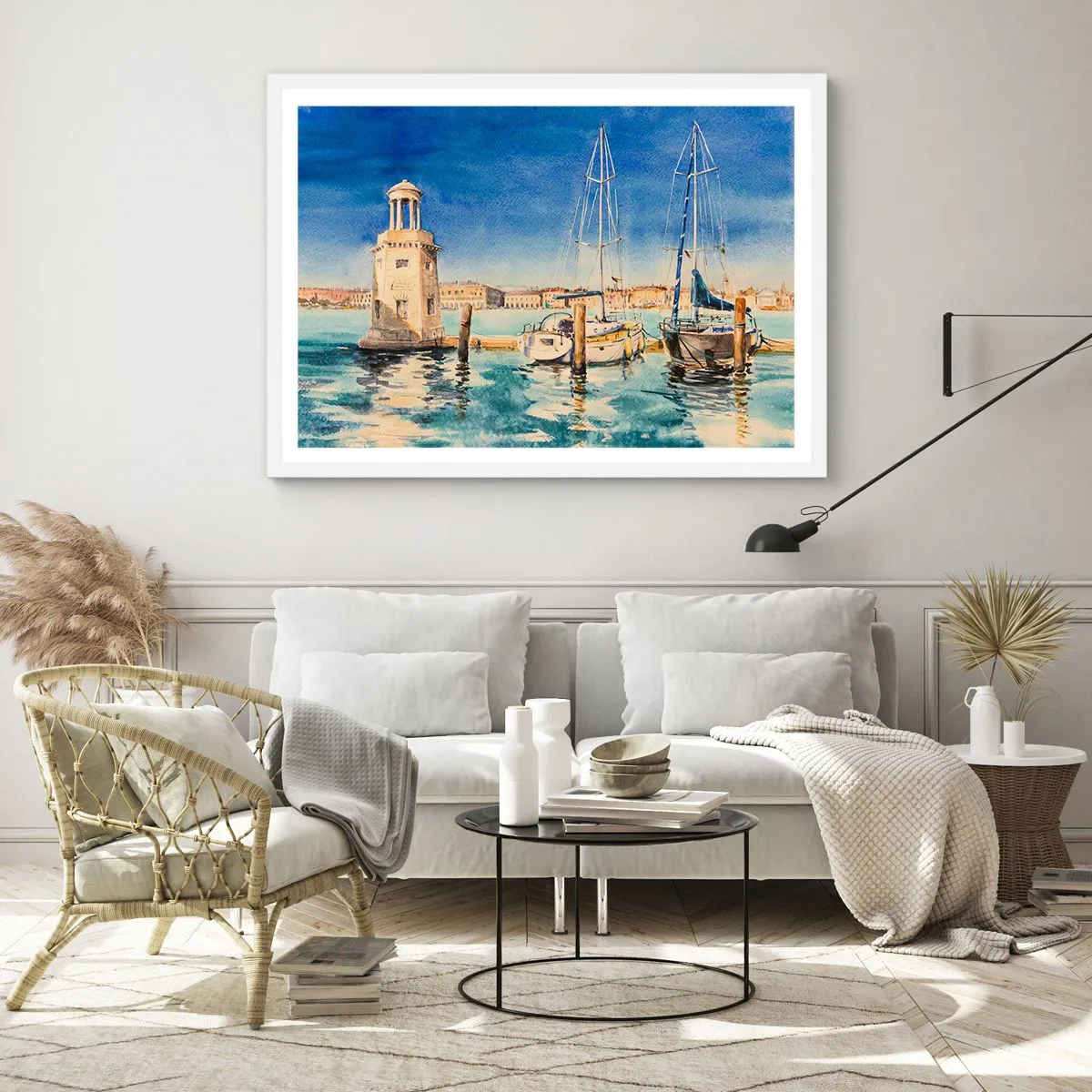 Affiche dans un cadre blanc - Poster - Lagune ensoleillée - 40x30 cm